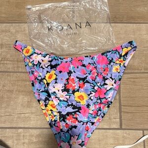 Koana Swim Floral Bikini Bottom in Black & Multicolor BRAND NEW